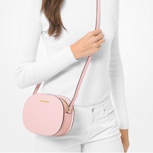 👑👑    Michael Kors Jet Set Travel Medium Saffiano Leather Crossbody Bag Pow